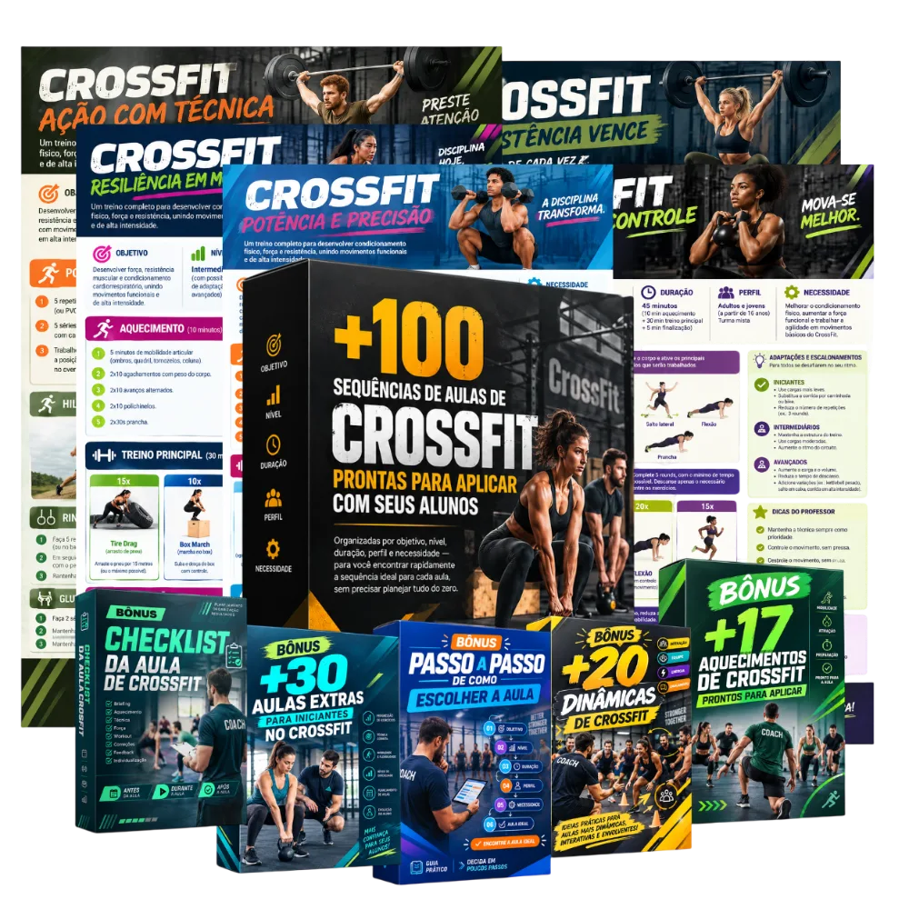 Mockup do pacote de sequências de aulas de CrossFit